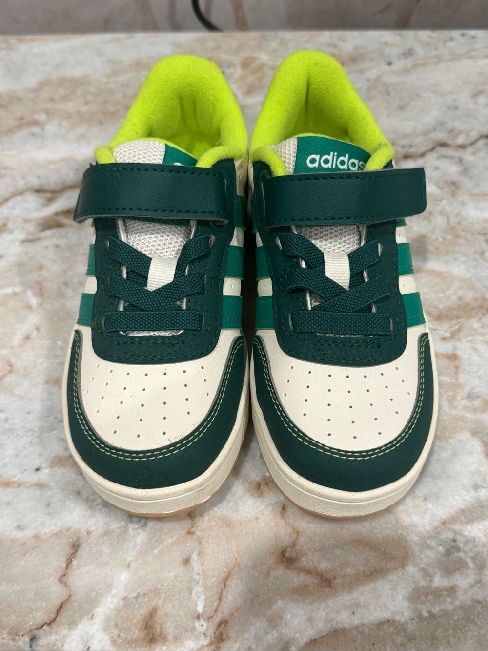adidas Breakbase Green & White Velcro Sneakers Size 12T